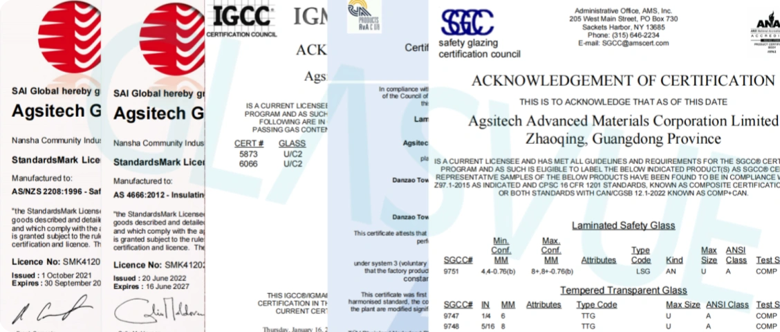 Glasvue's safety glass certification