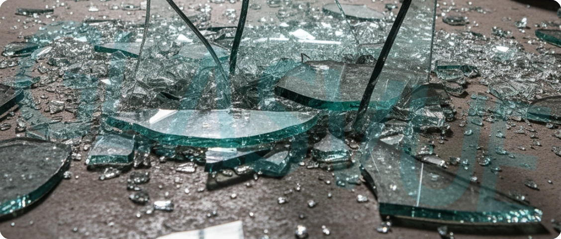 25.Float glass fragments