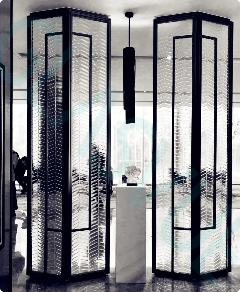 52.pattern glass partition
