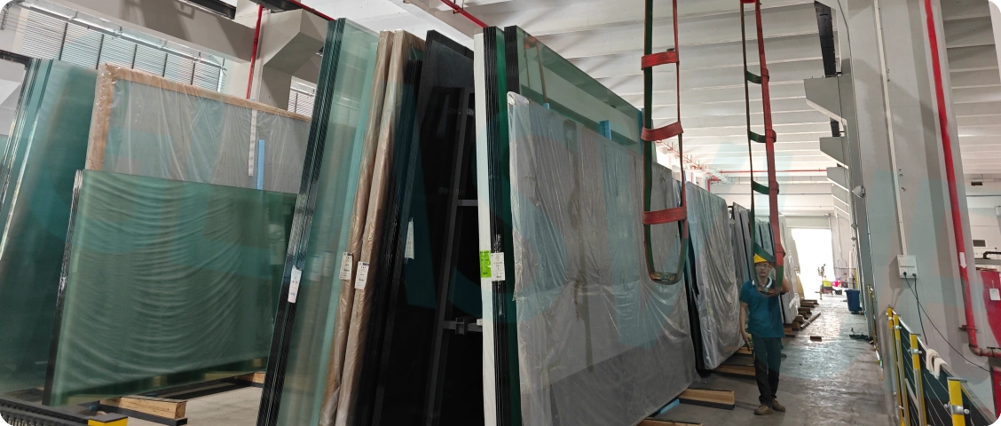 54.raw glass sheet warehouseing